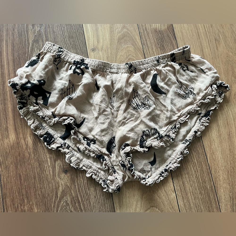 Tan & Black Micro Shorts with Design